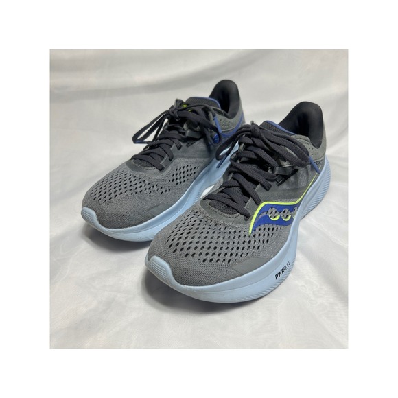 Saucony Shoes - Saucony Ride 15 Womens Running Shoes Gray Blue Athletic Sneakers Size‎ 7.5